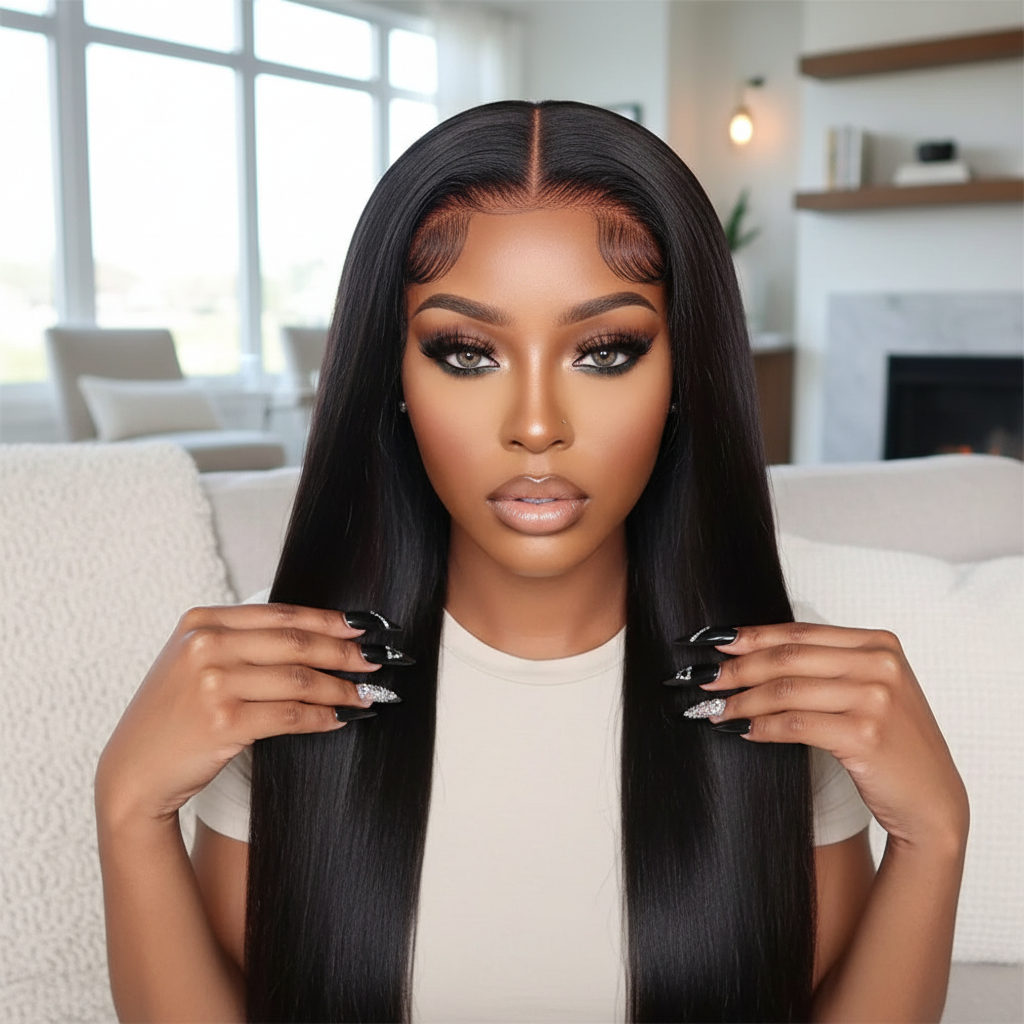 220% Bone Straight 360 Full Transparent Lace Front Human Hair Wigs 13×6 HD Lace Frontal Wig 30 40 Inch Black 100% Human Hair Wig